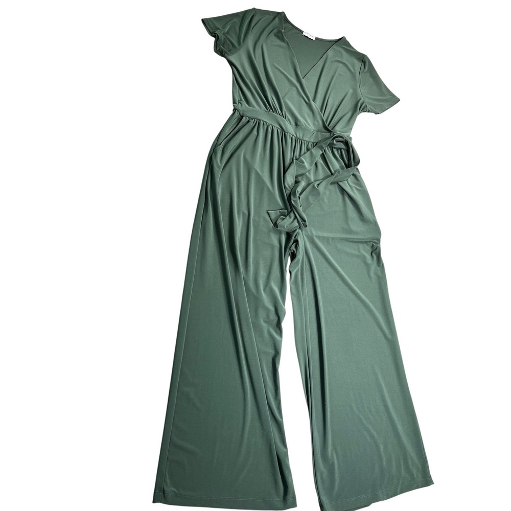 Petite Assembly Sage Green Wide Leg Tie Waist Jumpsuit Petite Large